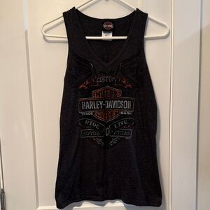 Harley-Davidson Women's Black and Orange Graphic Tank